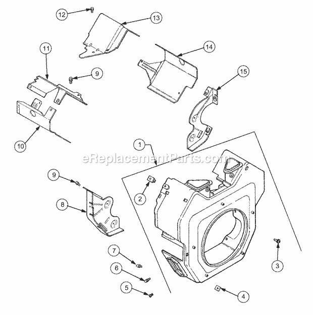 Blower Housing And Baffles Diagram and Parts List for GT2523-54 13A-2A8K710 Cub Cadet Lawn Tractor